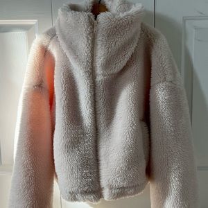 NASTY GAL Teddy Zip Through Crop Bomber Jacket